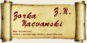 Zorka Mačvanski vizit kartica